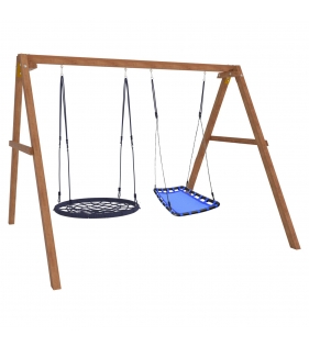 Деревянные качели с гнездом Лодка и гнездом 100 см