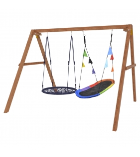 Деревянные качели с овальным гнездом Лодка и гнездом 100 см