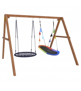 Деревянные качели с овальным гнездом Лодка и гнездом 100 см