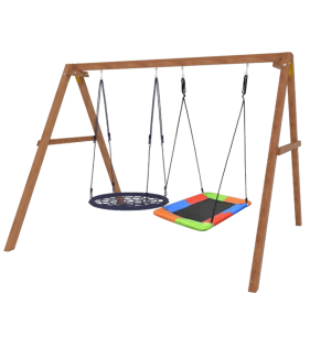 Деревянные качели с гнездом Лодка и гнездом 100 см...