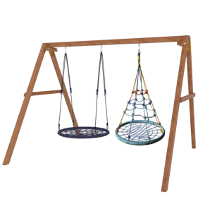 Деревянные качели с качелями гнездо с паутинкой и гнездом 100 см...
