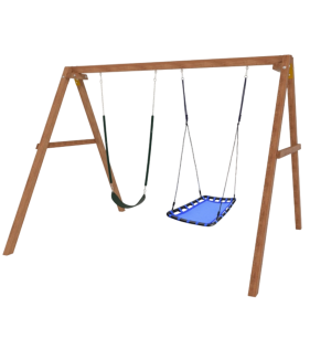 Деревянные качели с голубым гнездом Лодка и гибкими качелями...
