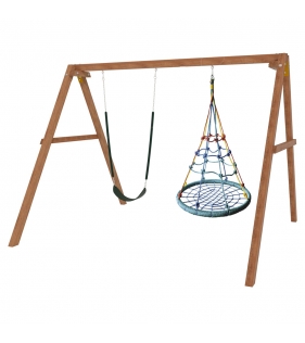 Деревянные качели с качелями гнездо с паутинкой и гибкими качелями