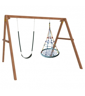 Деревянные качели с качелями гнездо с паутинкой и гибкими качелями