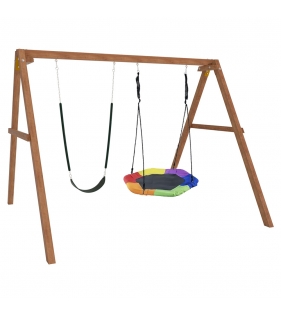 Деревянные качели с гнездом Гексагон и гибкими качелями