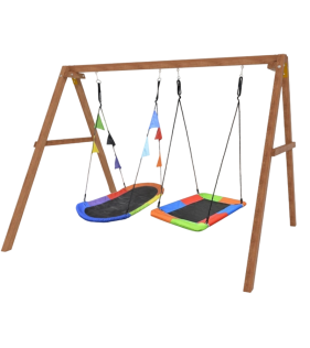 Деревянные качели с овальным разноцветным гнездом и разноцветным Гнездом лодка...